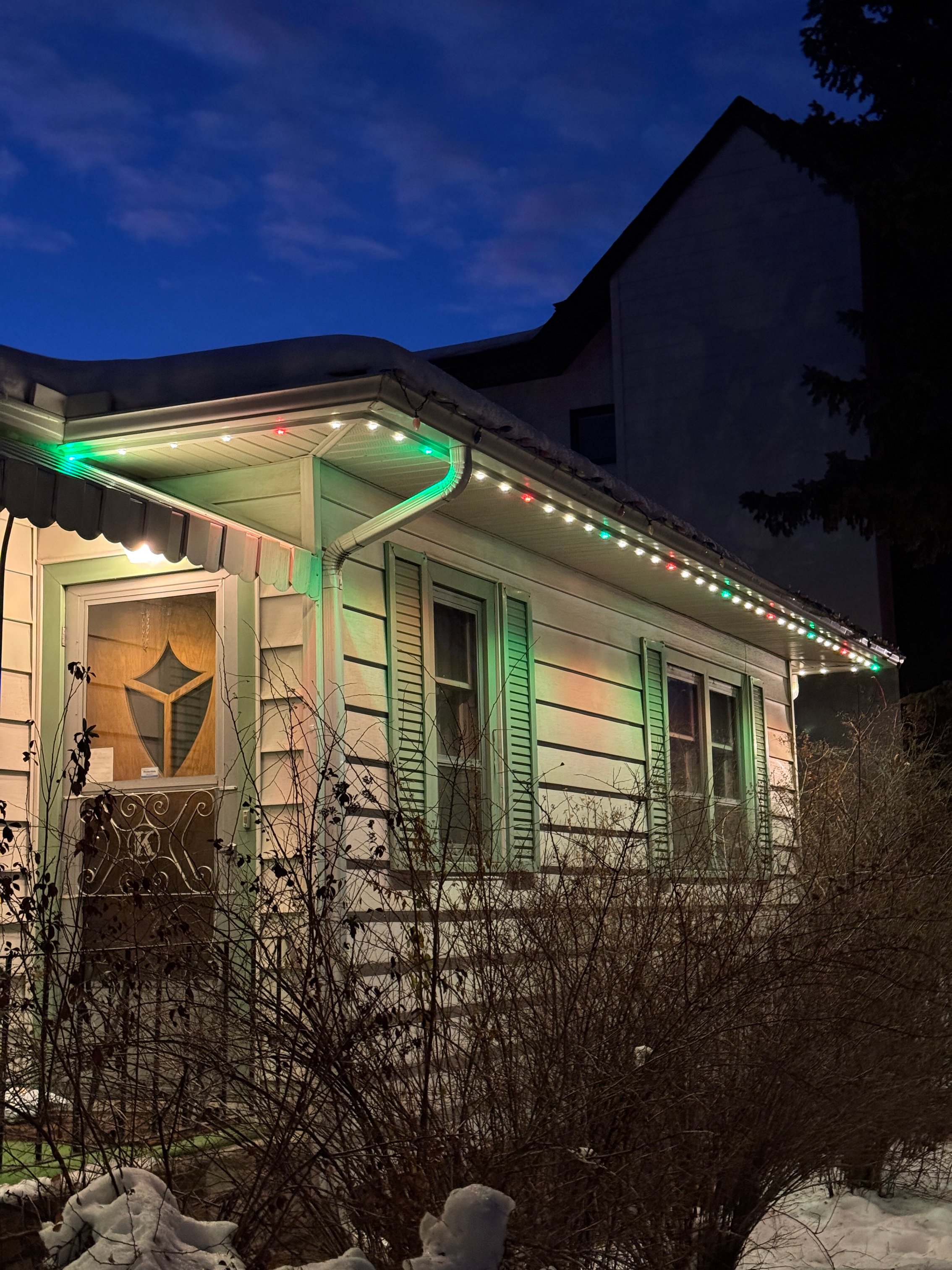 Customizable permanent LED lights showcasing warm white and multicolor settings